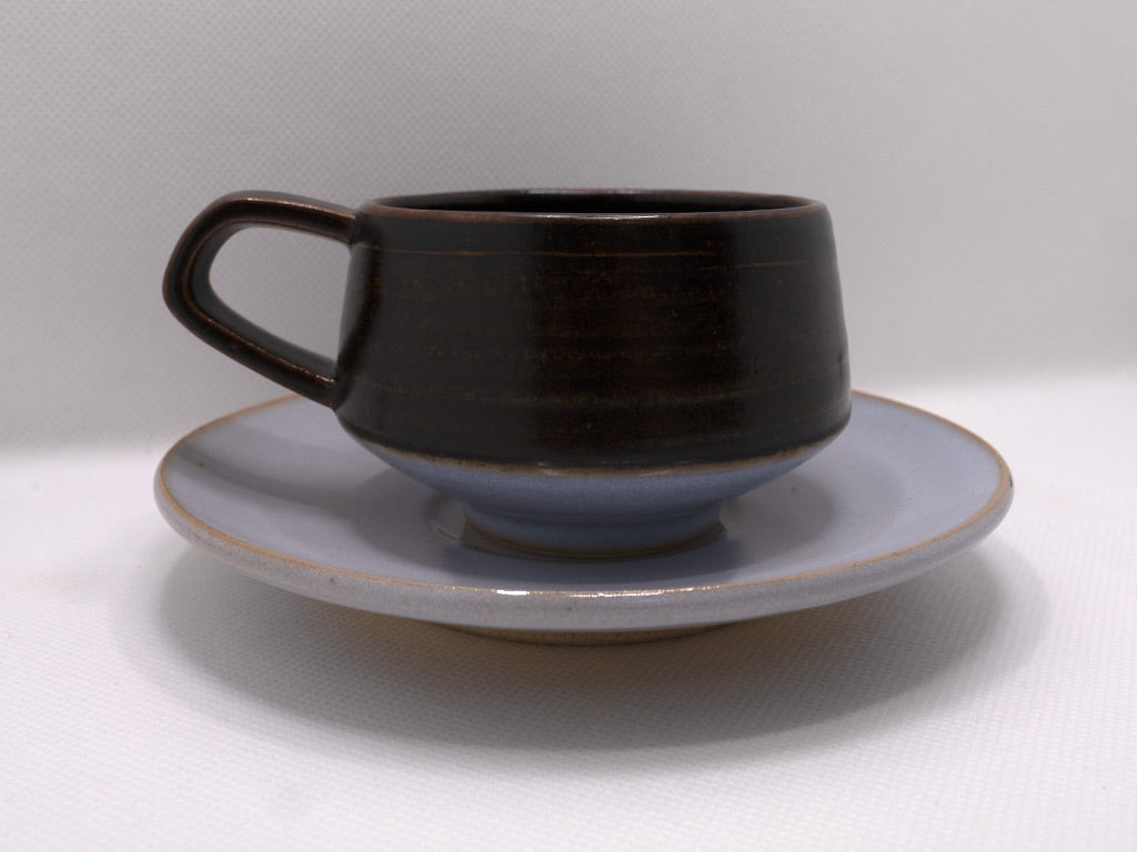 Cup and saucer - Black x Geppaku - 黒 × 月白